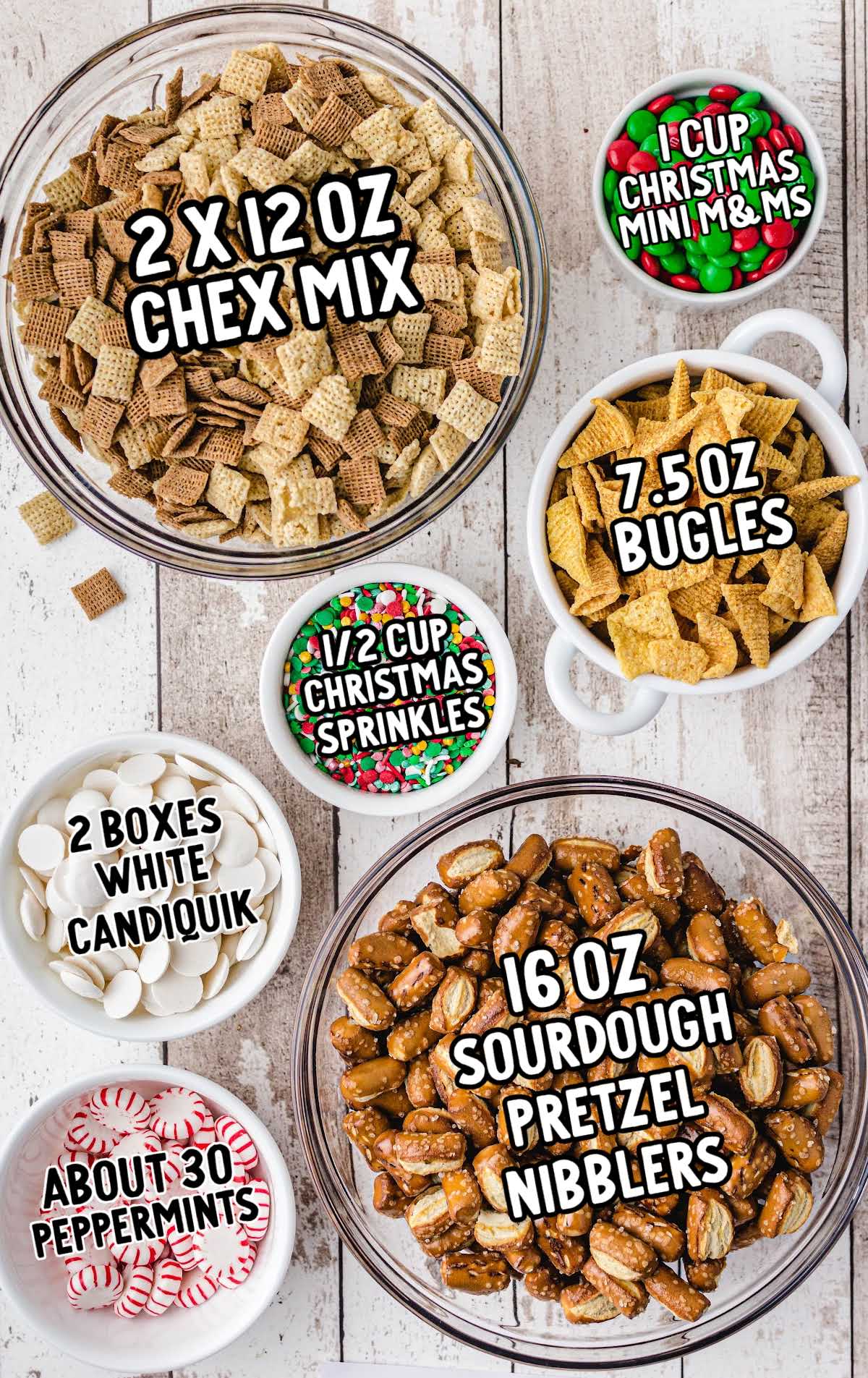 christmas chex mix raw ingredients that are labeled