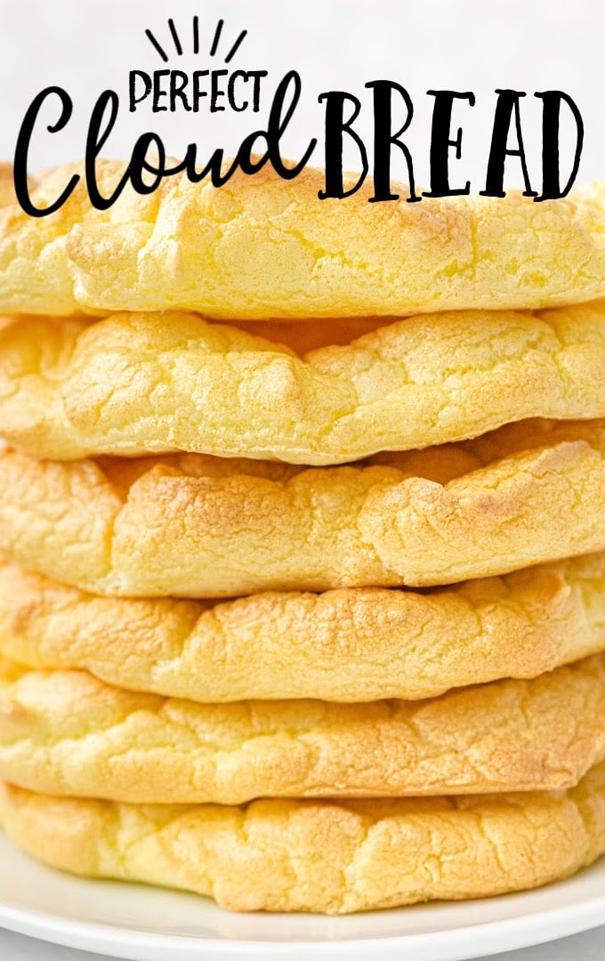 close up shot of cloud bread stacked on top of each other