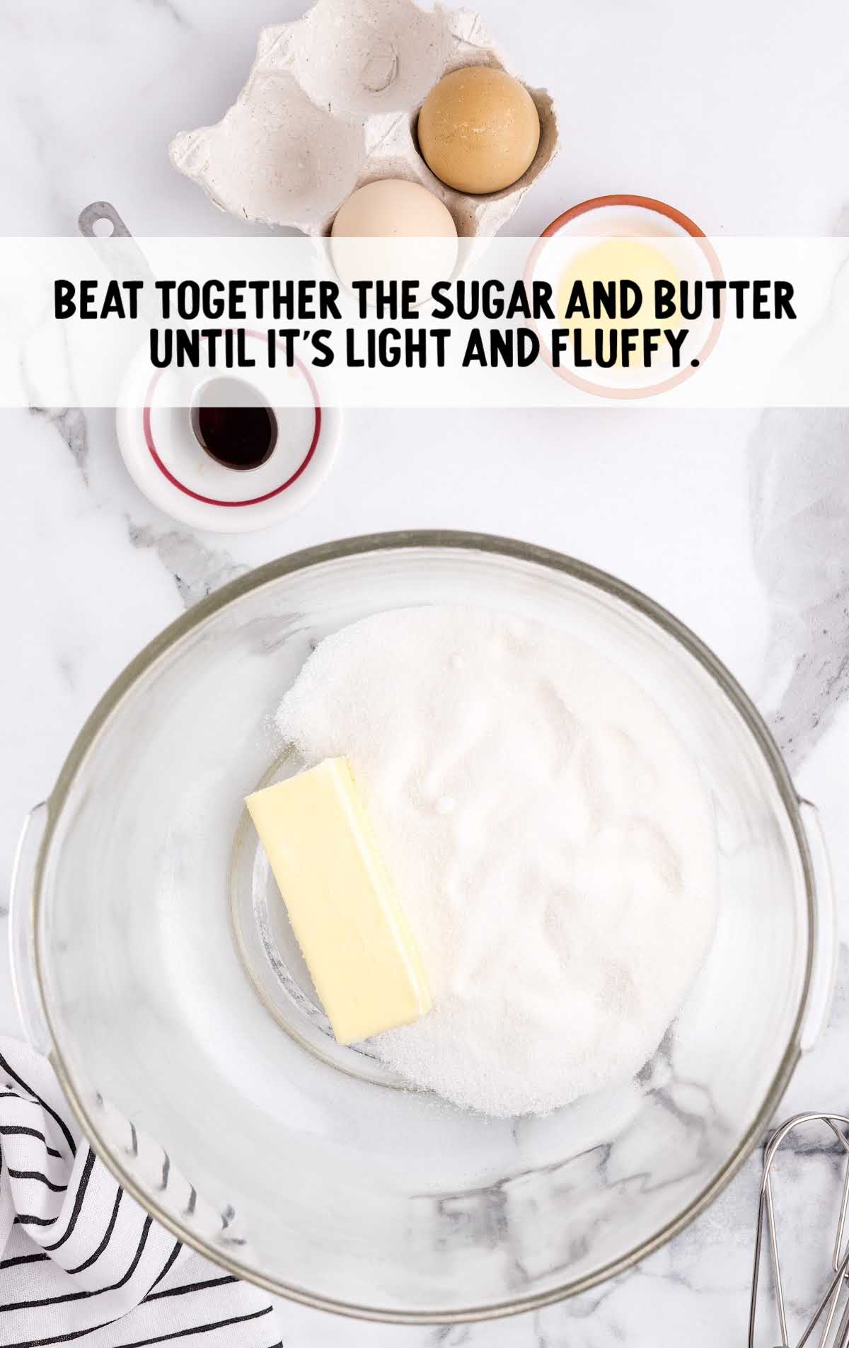 butter and sugar combined together in a bowl