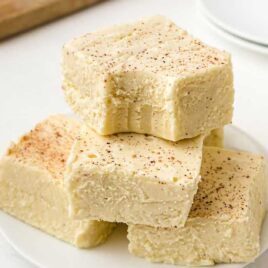 eggnog fudge piled on top of each other