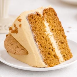 A piece of cake on a plate, with Bread
