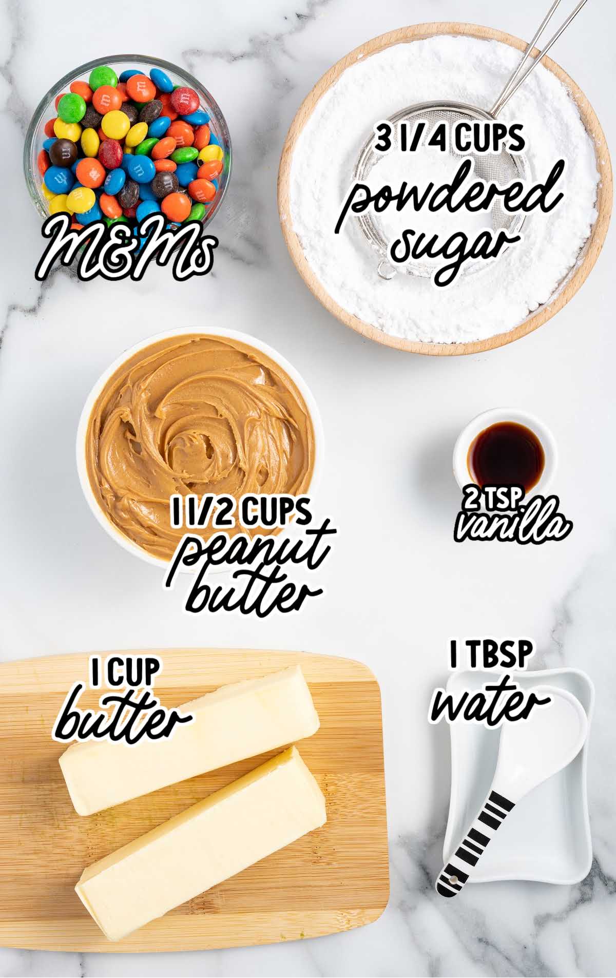 Peanut Butter Fudge raw ingredients that are labeled