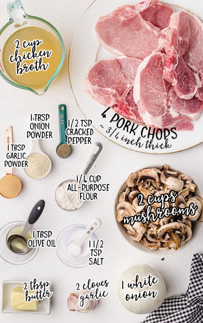 smothered pork chops raw ingredients that are labeled