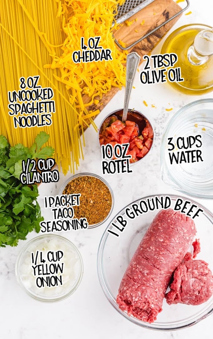 taco spaghetti raw ingredients that are labeled