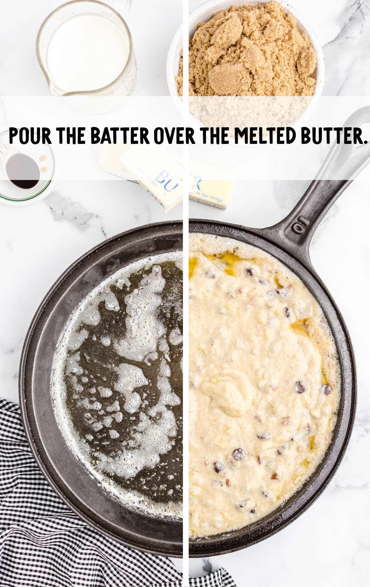 batter poured into the pan of melted butter