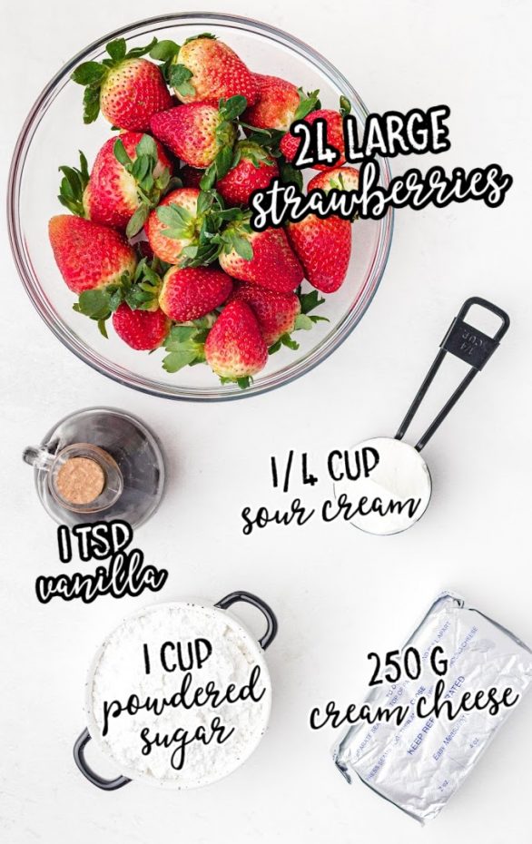 cheesecake stuffed strawberries raw ingredients that are labeled