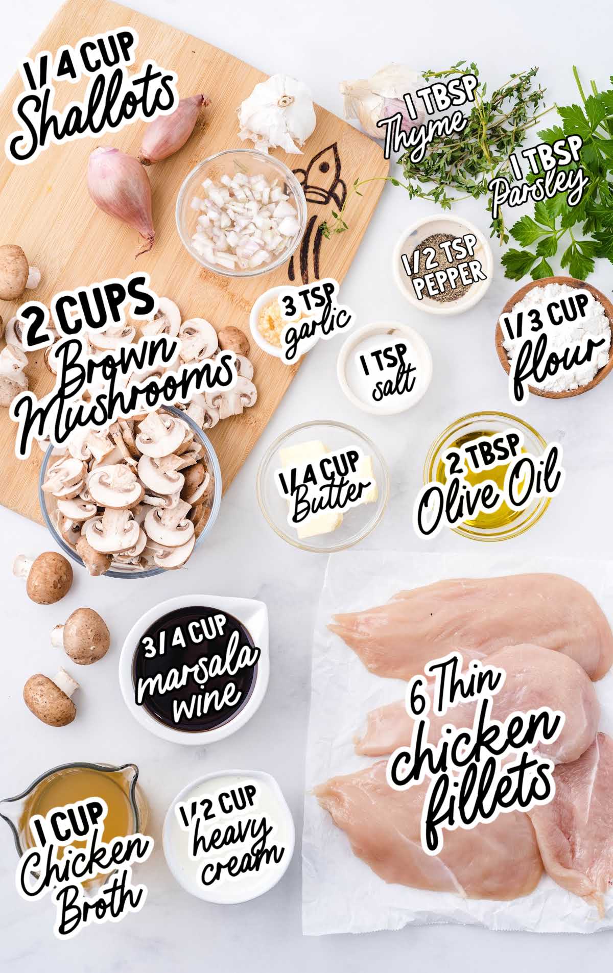 chicken marsala raw ingredients that are labeled