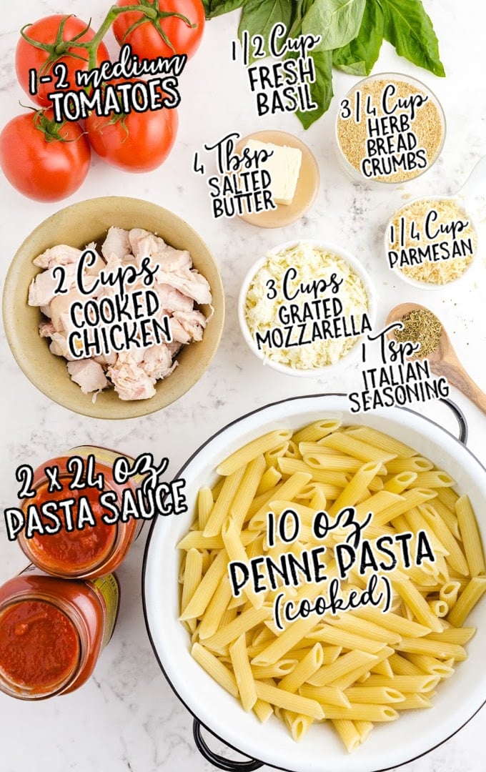 chicken parmesan casserole raw ingredients that are labeled