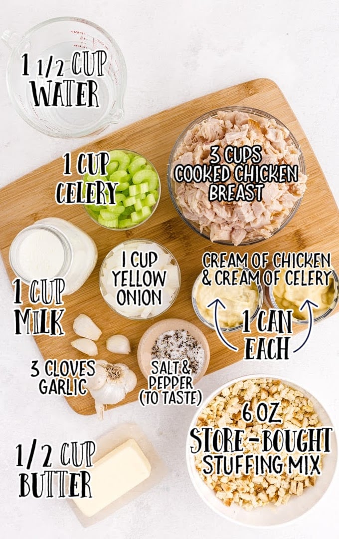 chicken and stuffing casserole raw ingredients that are labeled