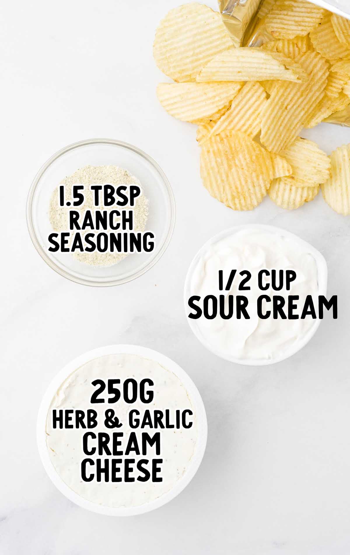 chip dip raw ingredients that are labeled