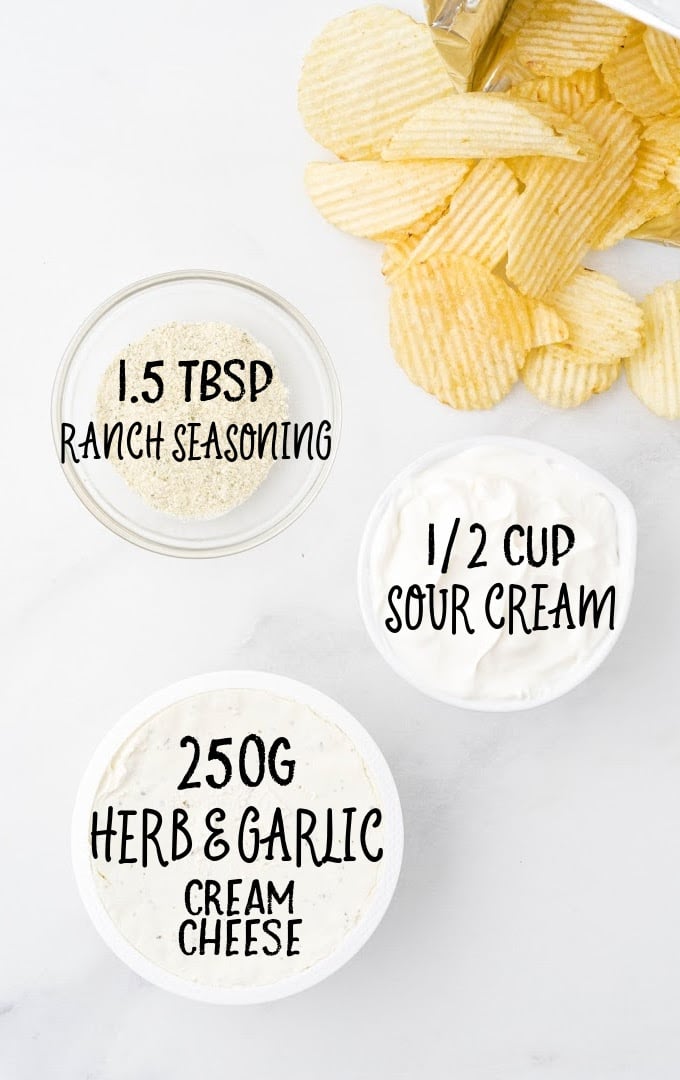 chip dip raw ingredients that are labeled
