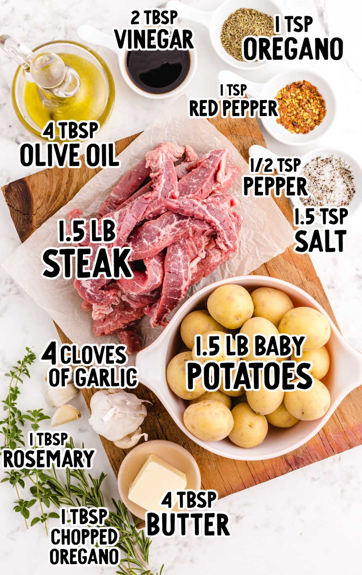 garlic butter steak and potato skillet raw ingredients that are labeled