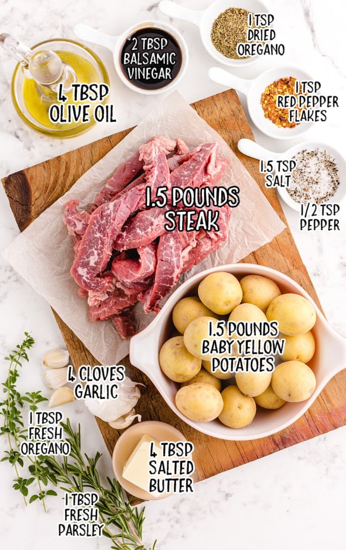 garlic butter steak and potato skillet raw ingredients that are labeled