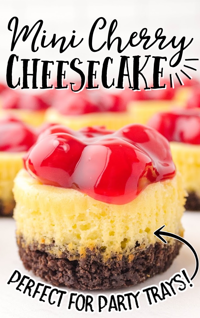 close up shot of mini cherry cheesecake