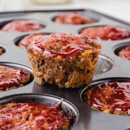 close up shot of a bunch of Muffin Pan Meatloafs