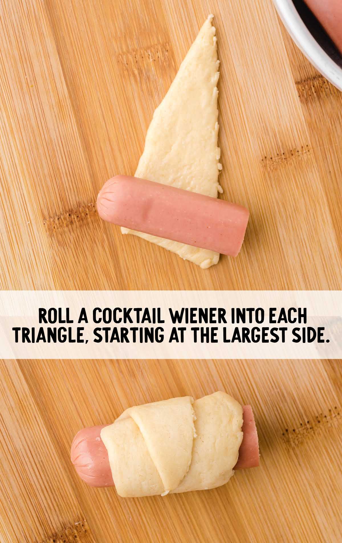 wiener rolled into the dough