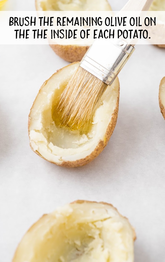 broccoli and cheddar potato skins process shot