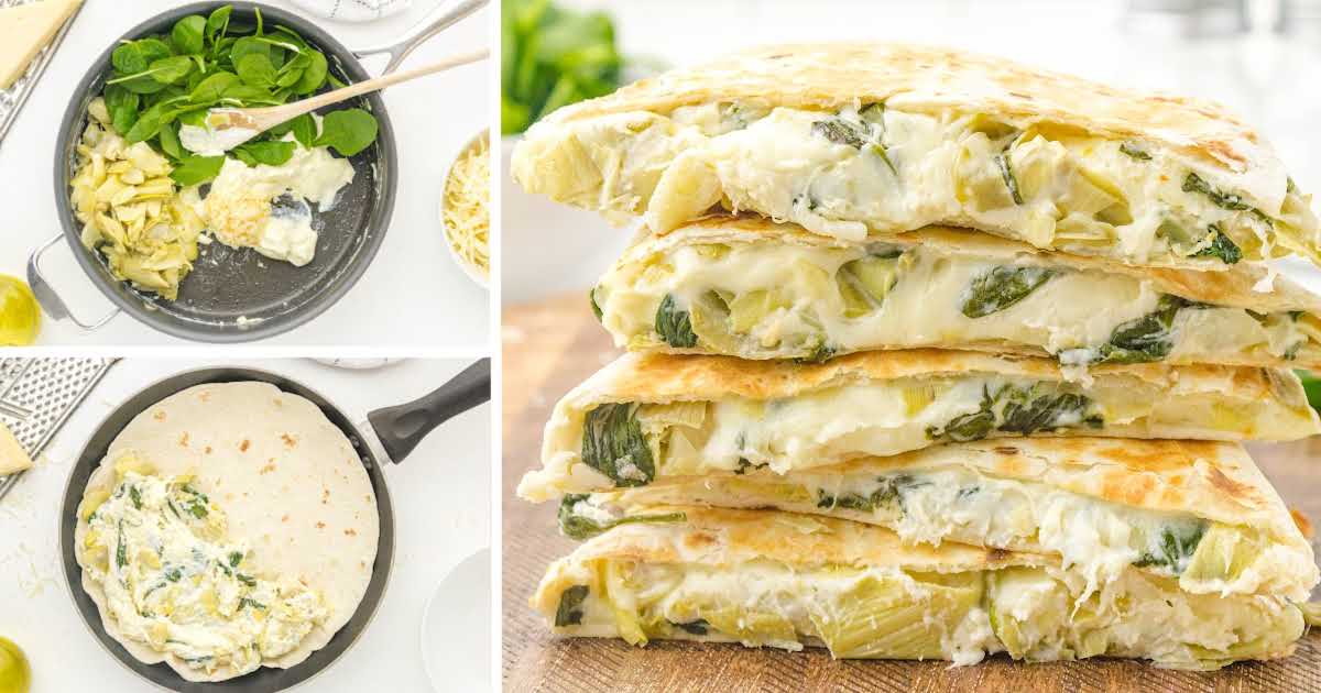 Spinach Artichoke Quesadillas - Spaceships and Laser Beams