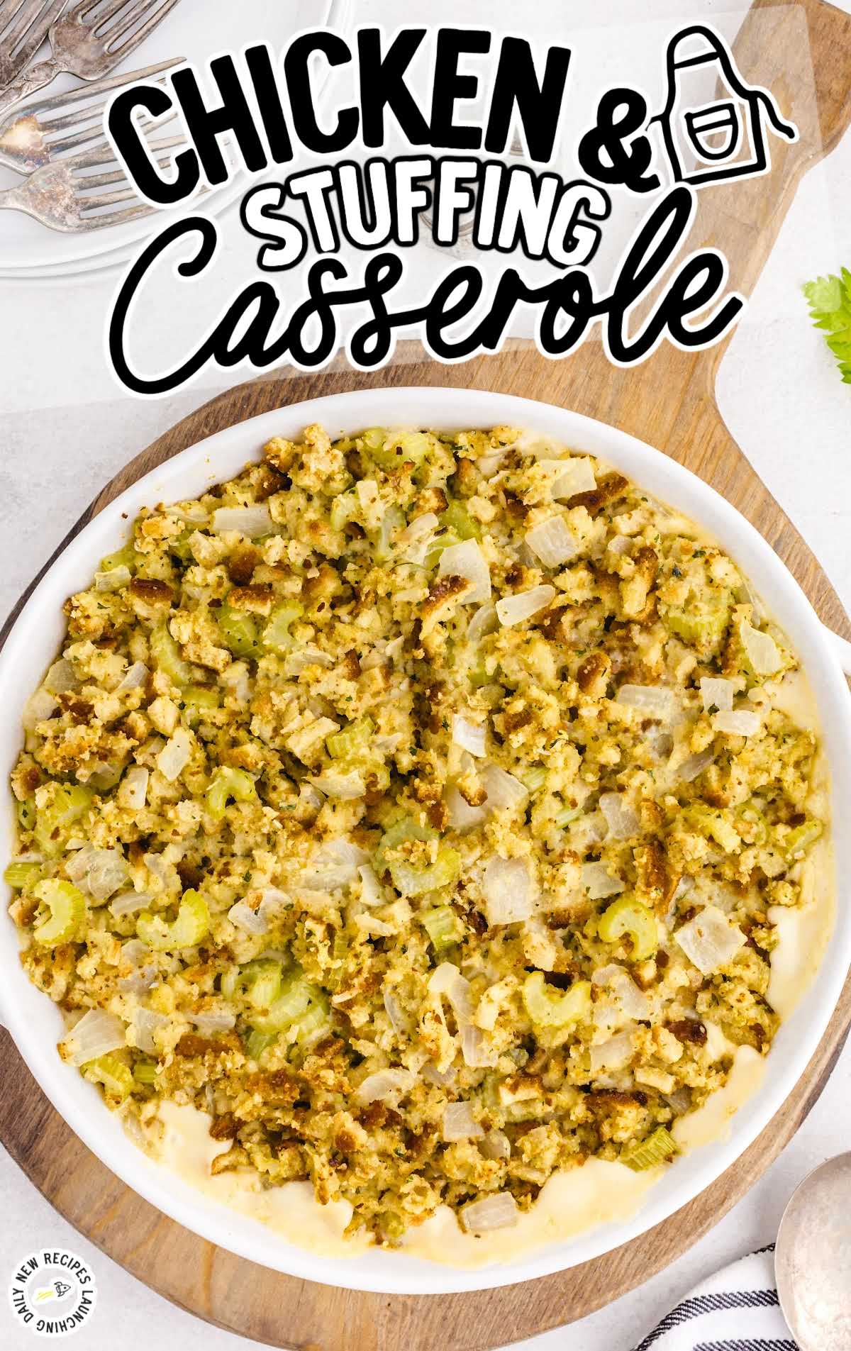 a bowl of Chicken and Stuffing Casserole