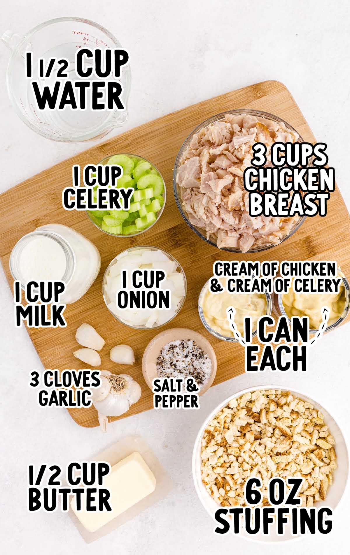 chicken and stuffing casserole raw ingredients that are labeled