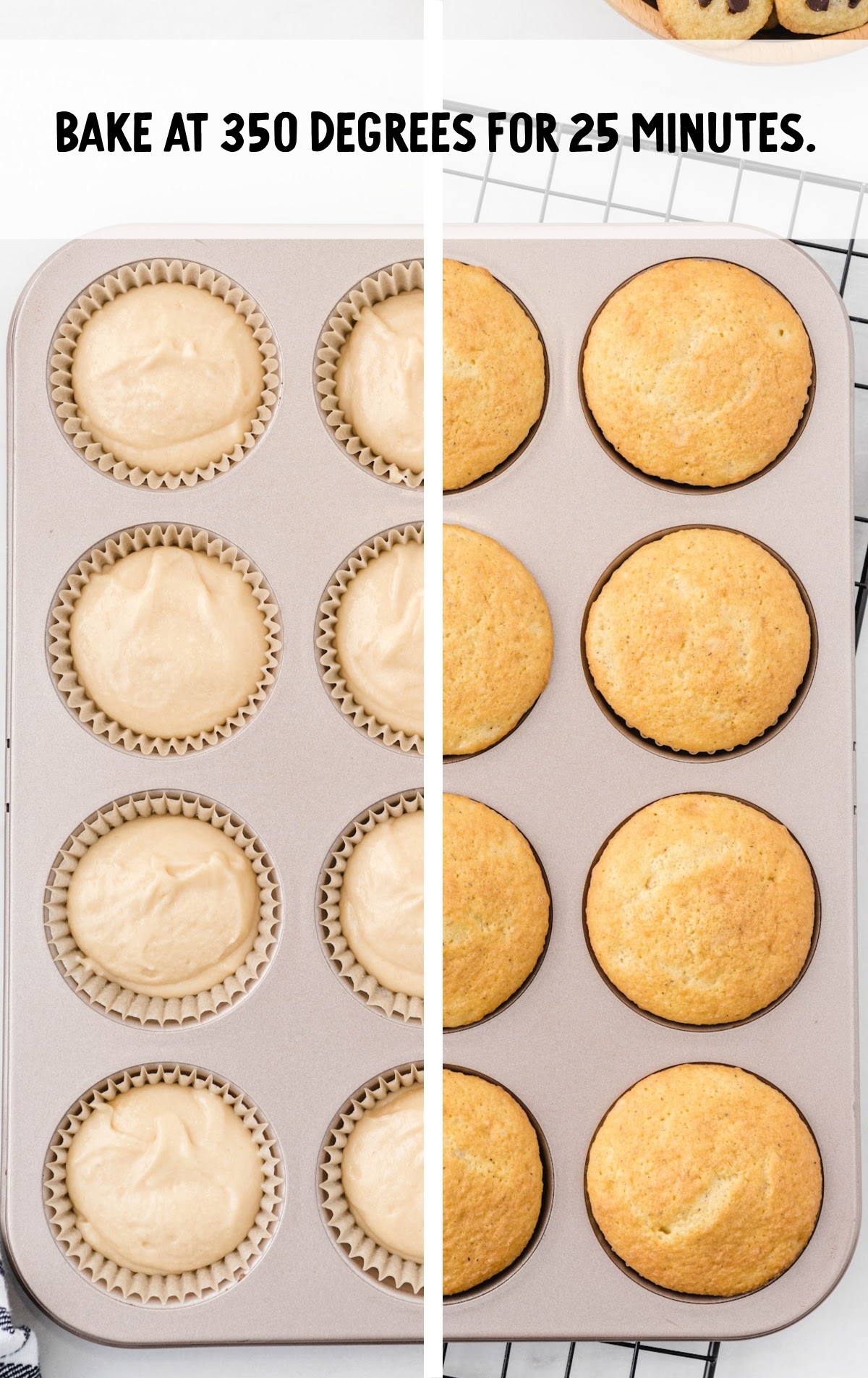 cupcakes after being baked in a muffin tin