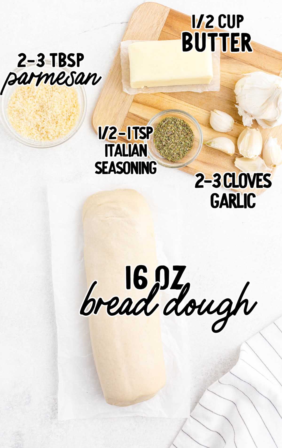pull-apart garlic bread raw ingredients that are labeled