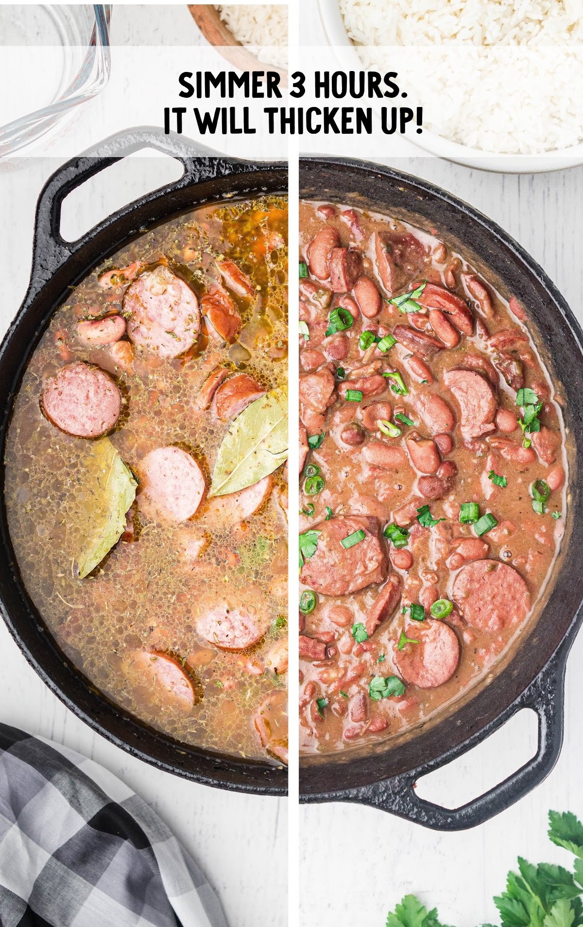 red beans and rice being cooked in a pot