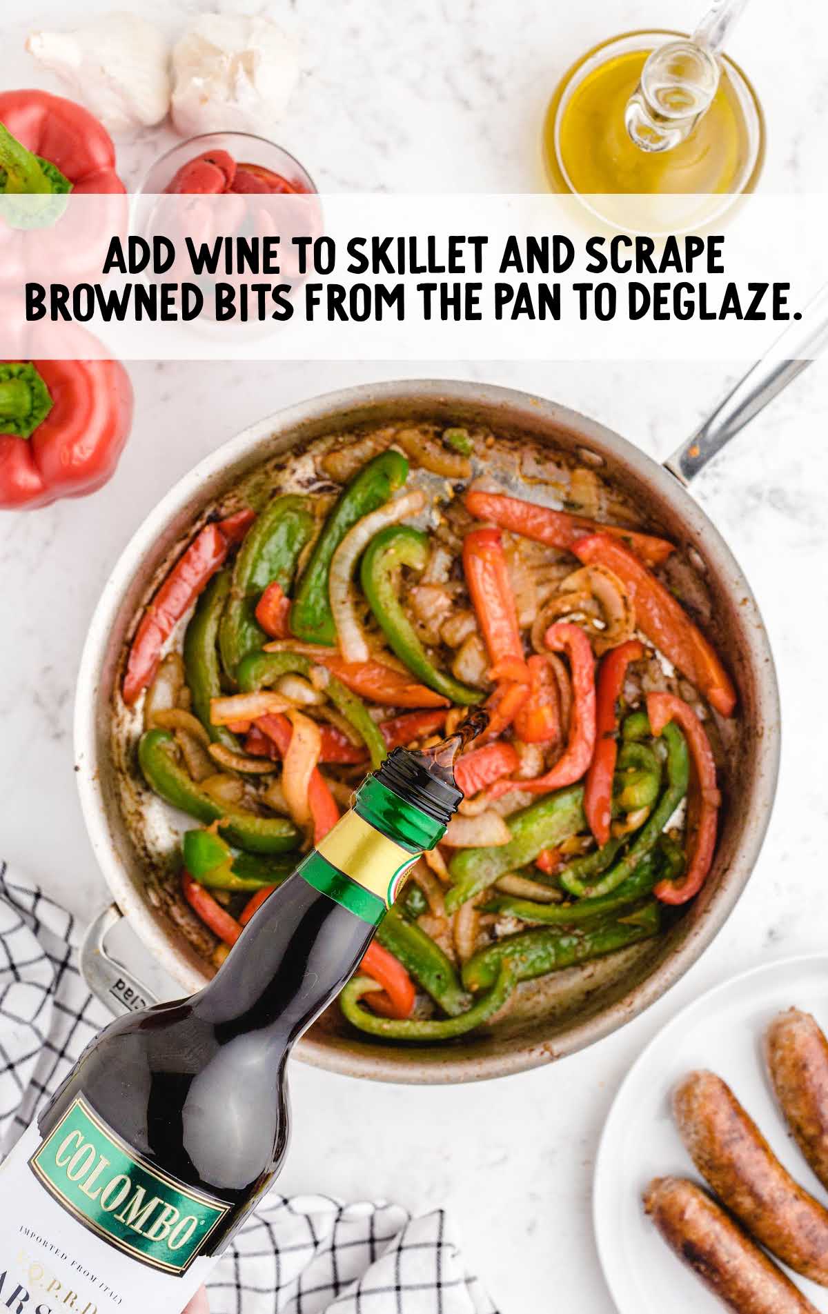 wine added to the skillet
