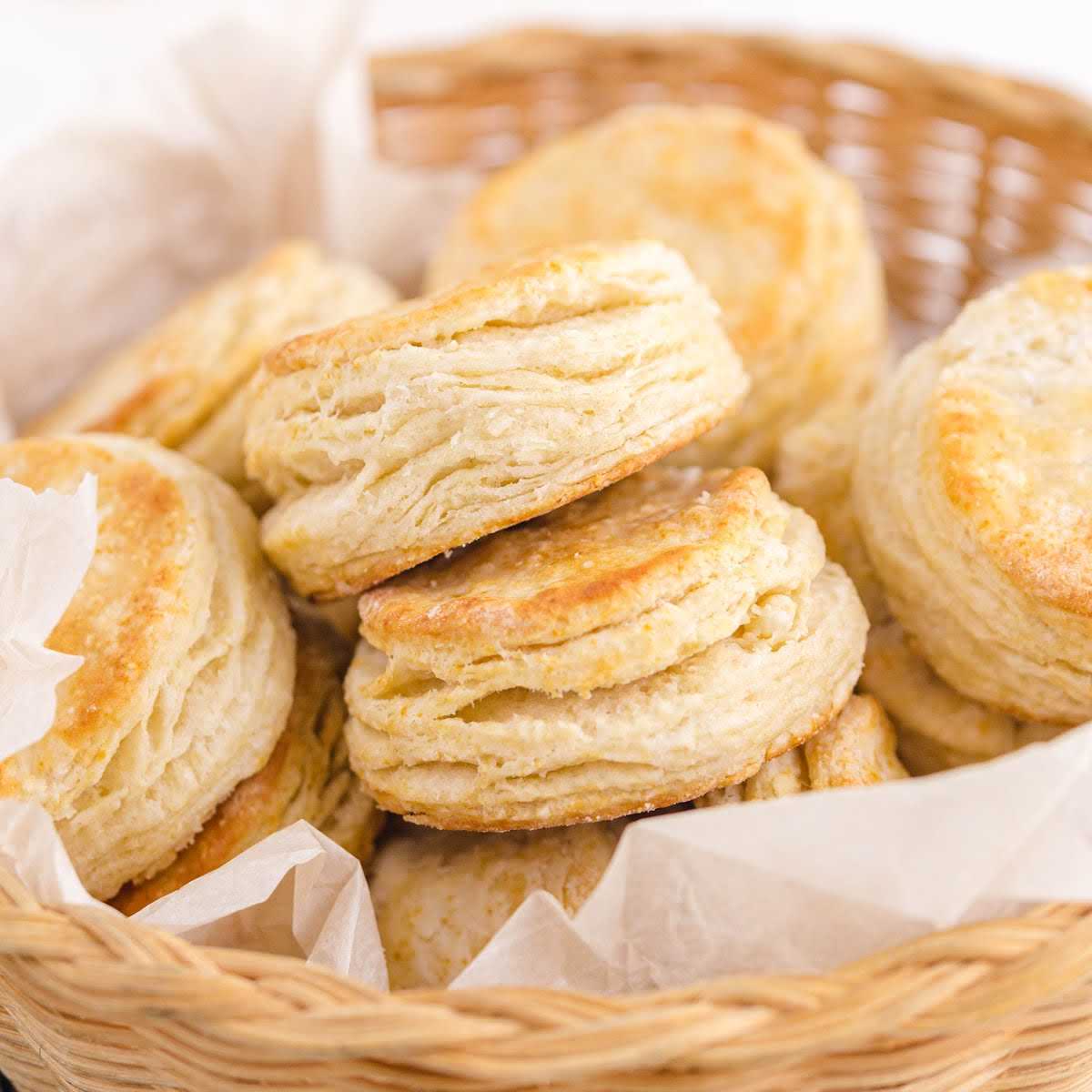 a basket of buttermilk biscuits