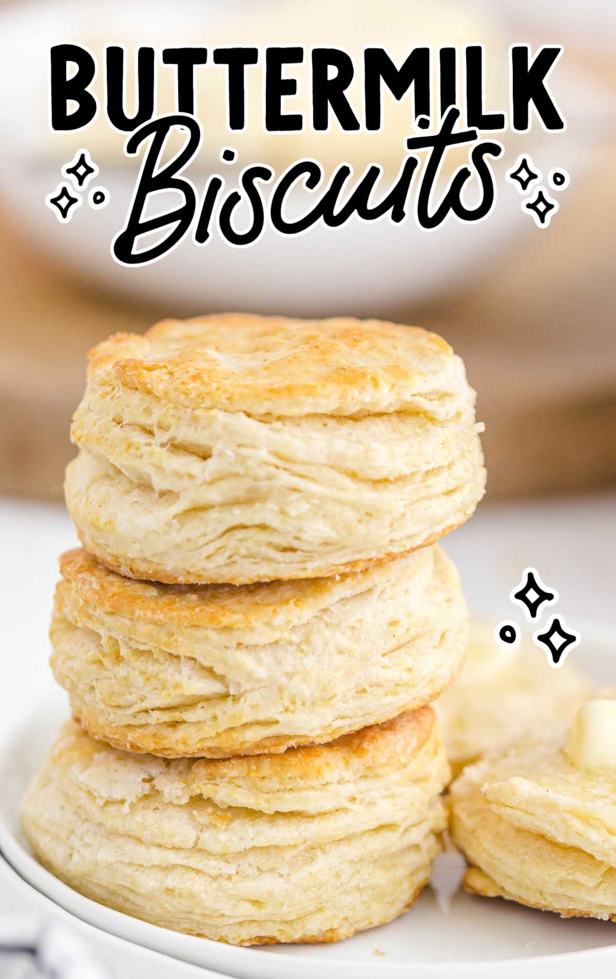 buttermilk biscuits stacked on top of each other