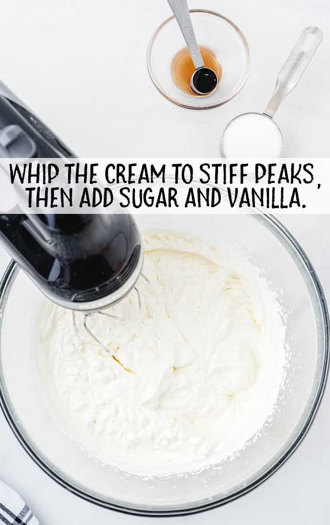 cream whipped to stiff peaks and then add sugar and vanilla
