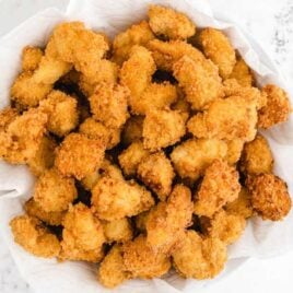 popcorn chicken piled in a bowl