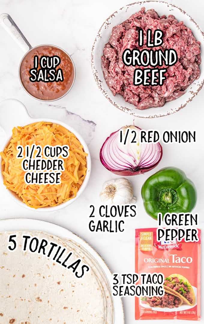 Taco Pie raw ingredients that are labeled