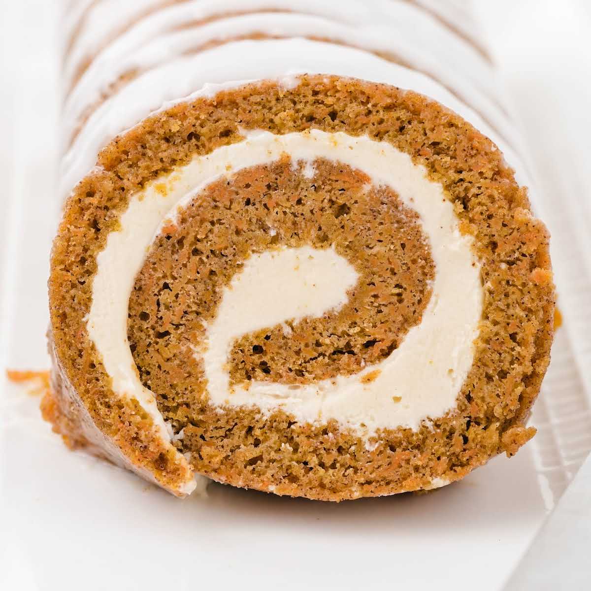 front shot of carrot cake roll