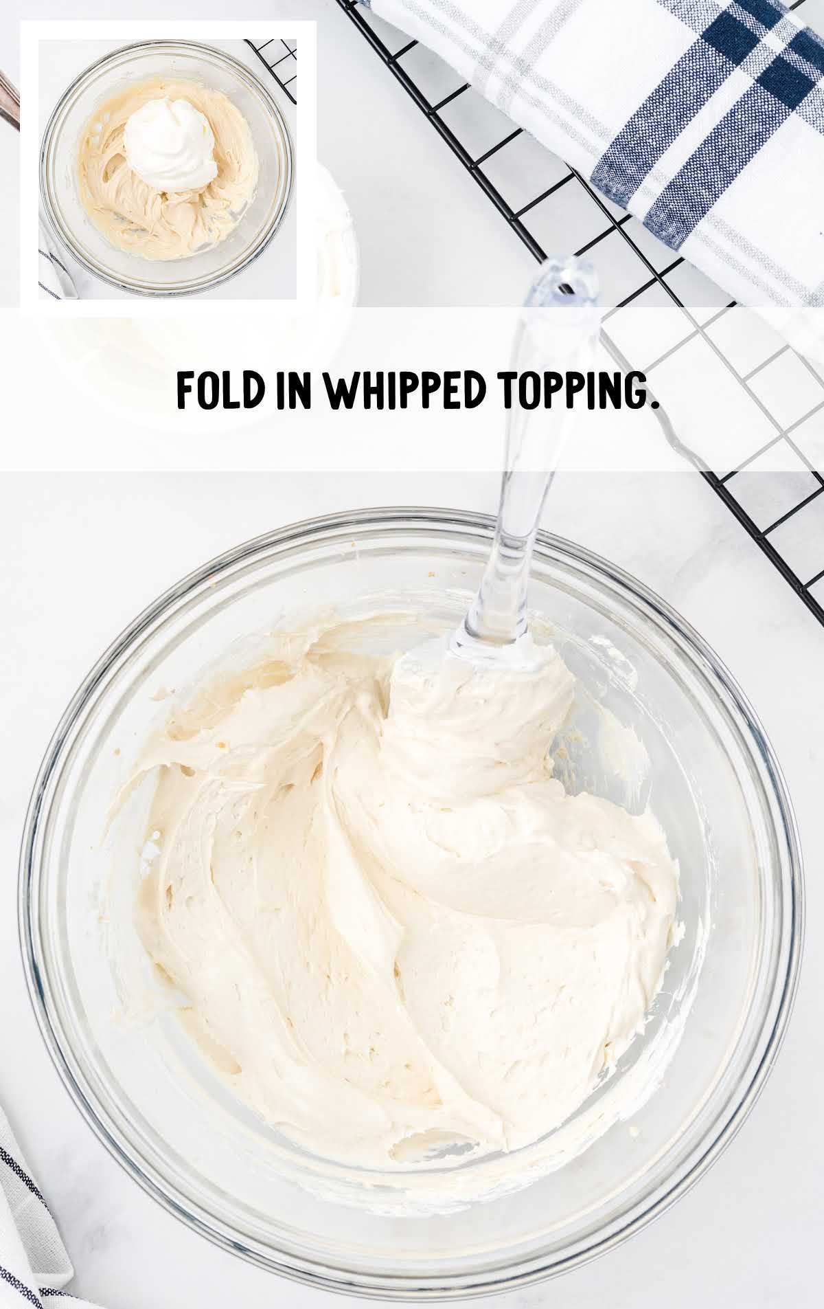 whipped topping folded in a bowl