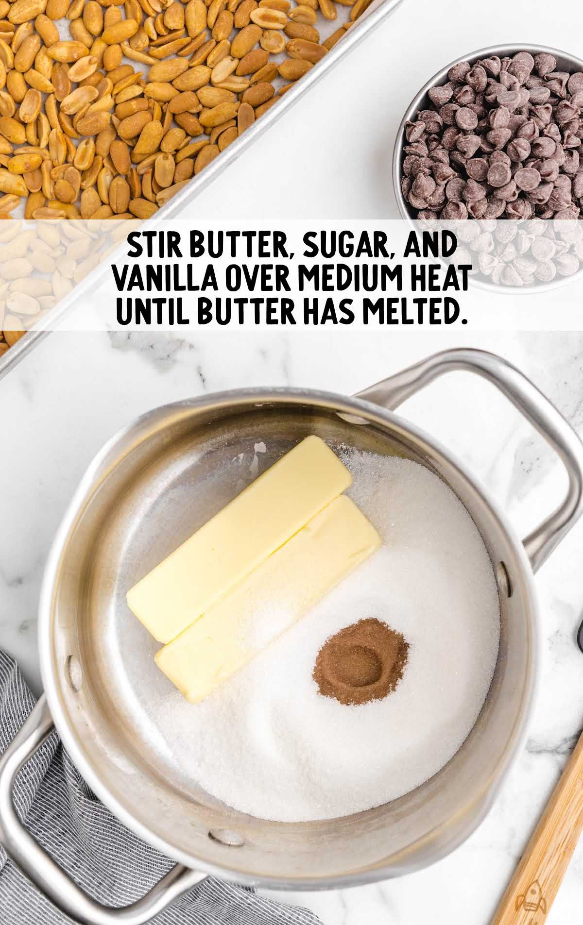 butter, sugar, and vanilla stirred together