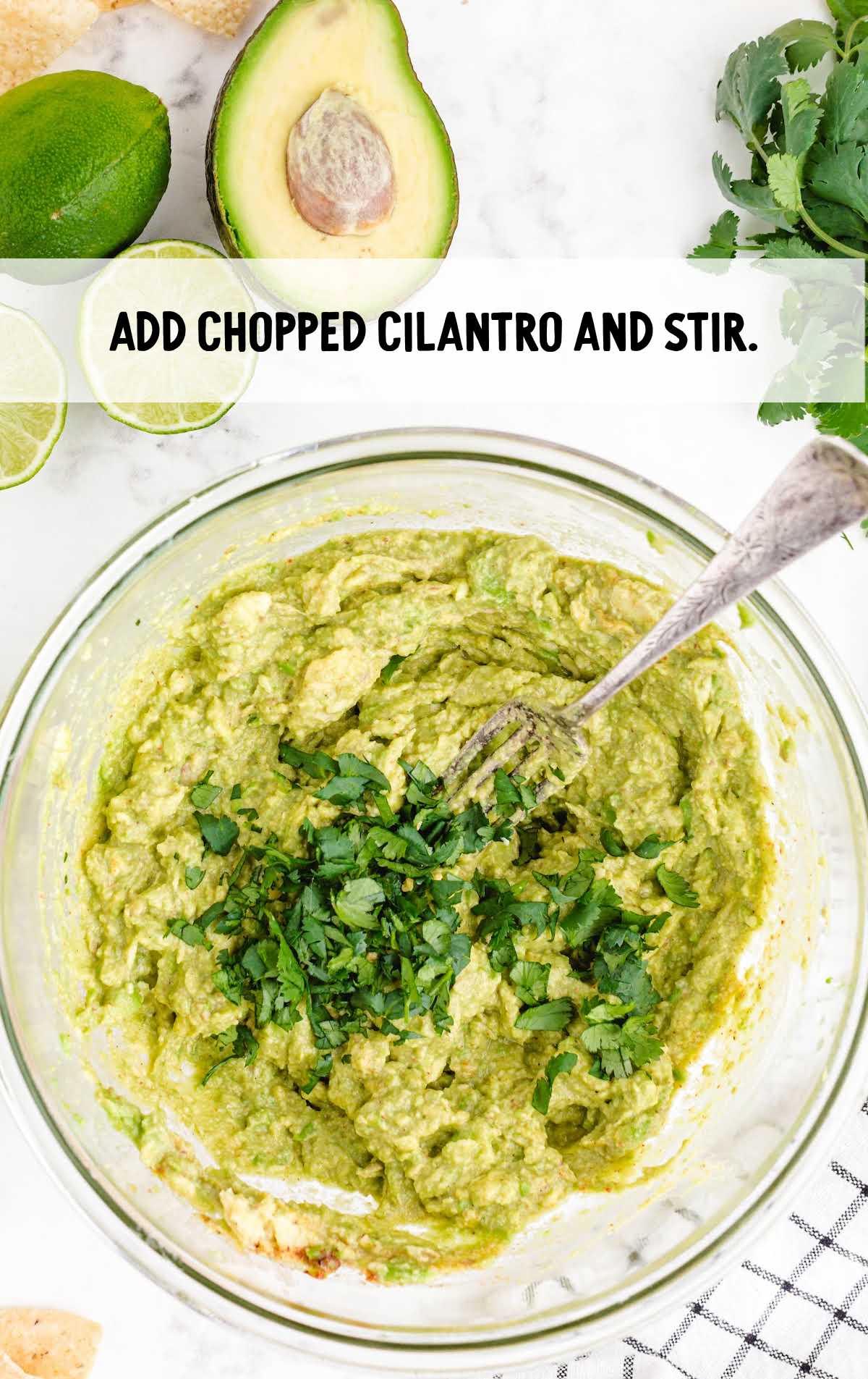 chopped cilantro added and stirred together in a bowl