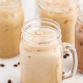 glasses of different flavors of Iced Caramel Macchiato
