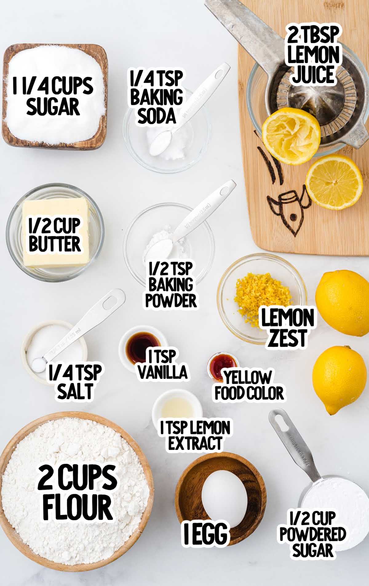 lemon crinkle cookies raw ingredients that are labeled