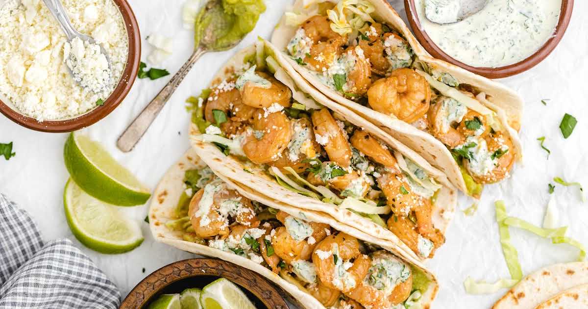 Shrimp Tacos (With Spicy Cilantro Lime Sauce) - Spaceships and