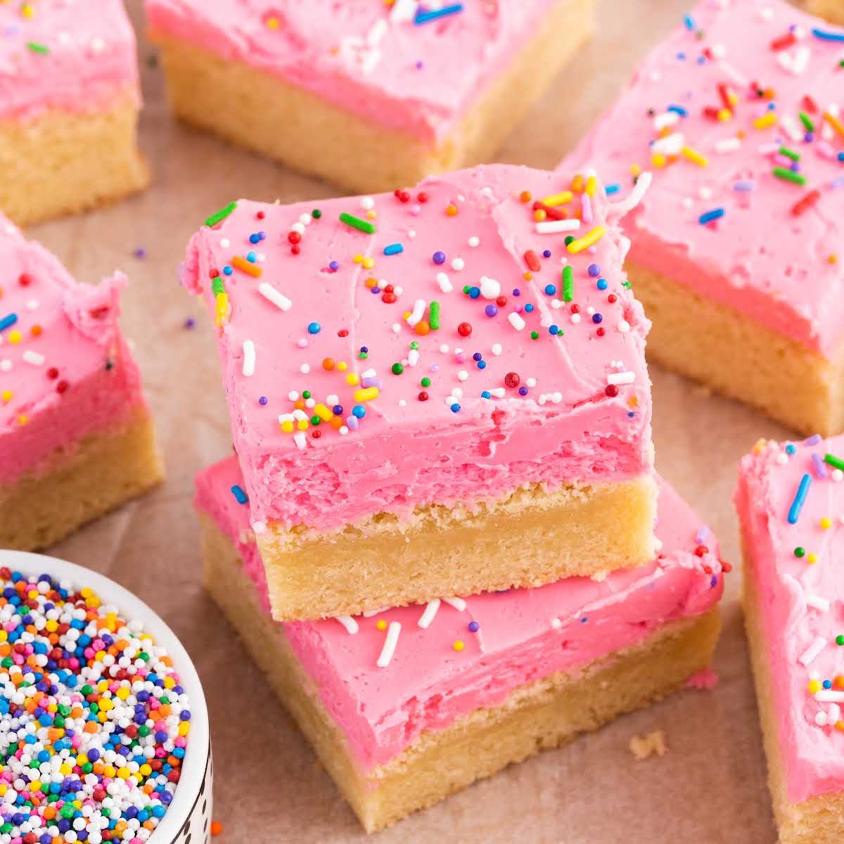 A close up of a cake