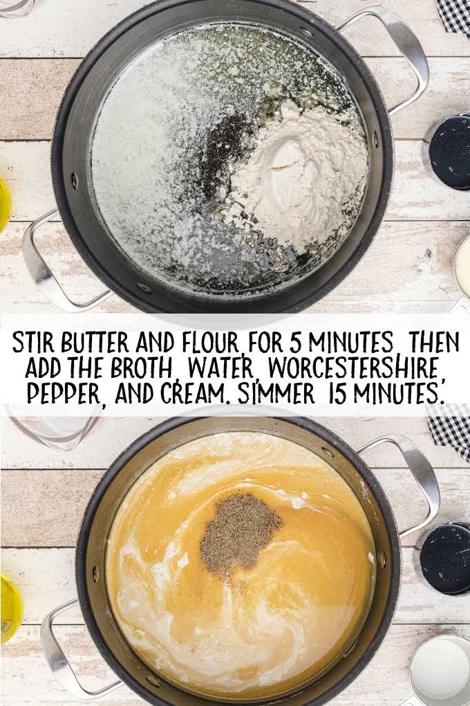 butter and flour added to a pot