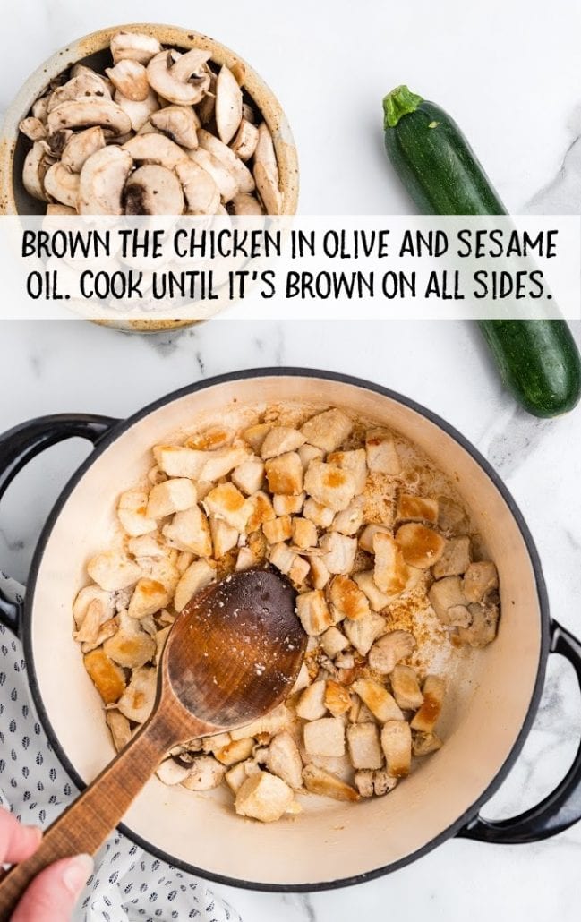 chicken browned in olive and sesame oil
