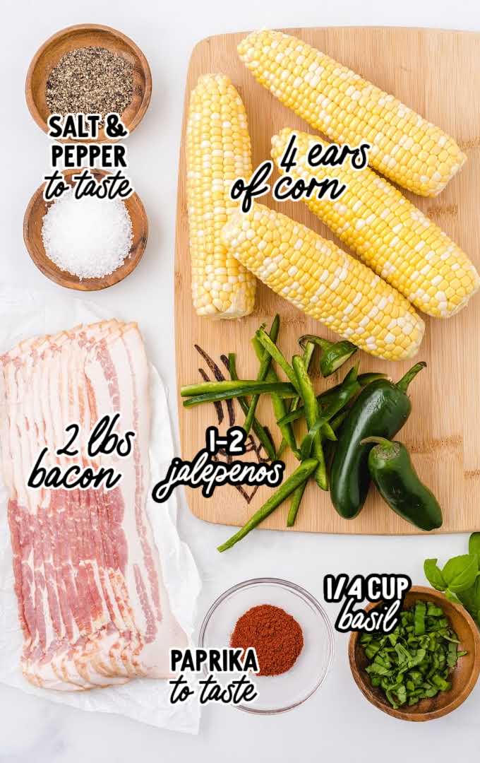 bacon-wrapped corn on the cob raw ingredients that are labeled