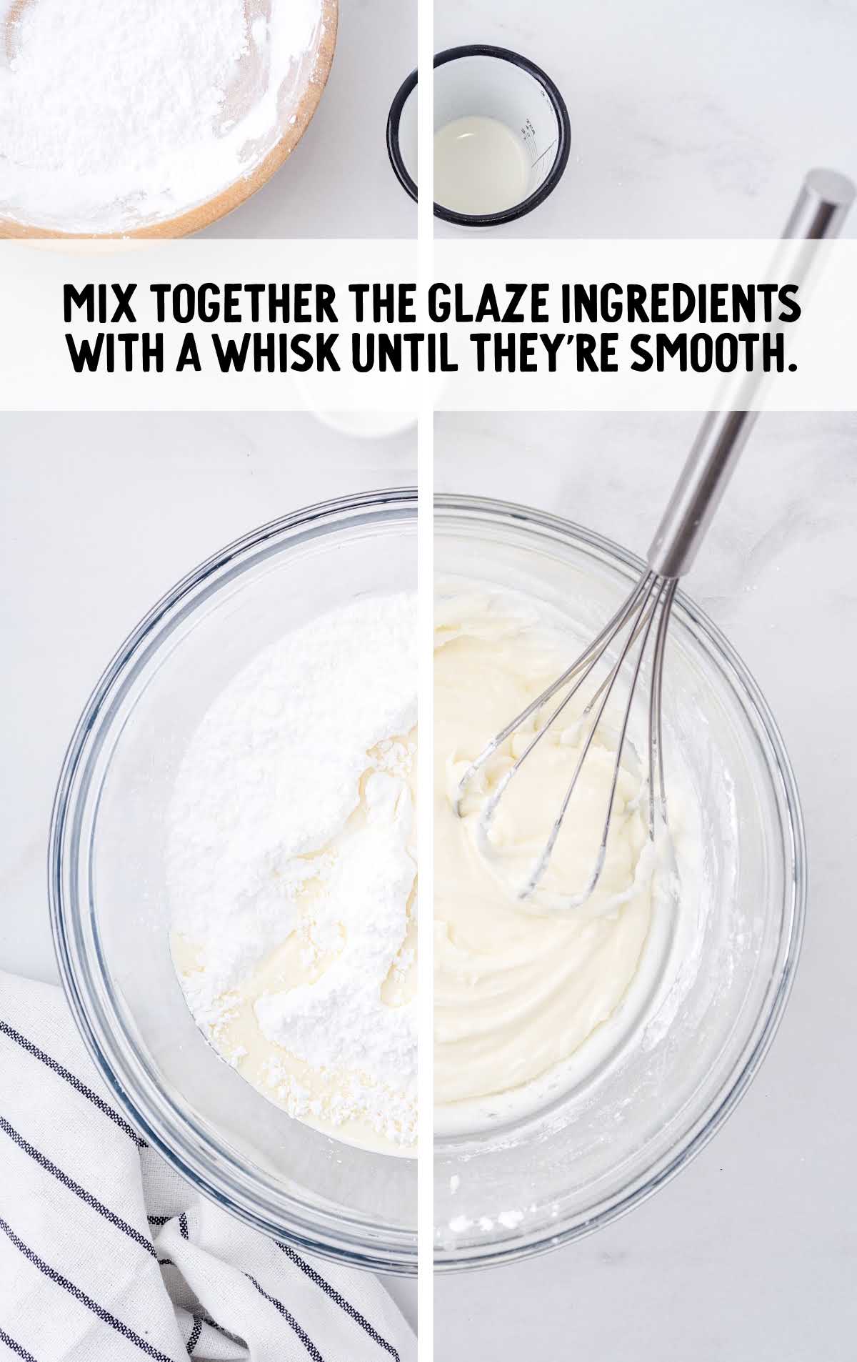 glaze ingredients being whisked together in a bowl