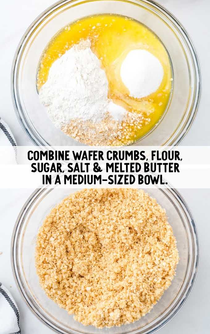 lemon cheesecake process shot of ingredients being combined in a bowl