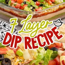 a baking dish of 7 Layer Dip