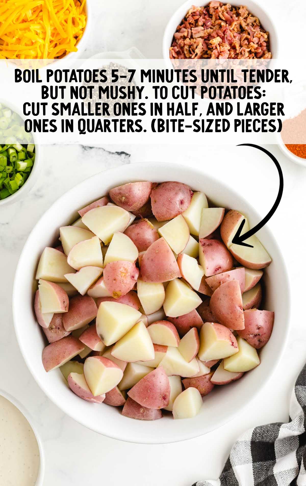 potatoes cut into a bowl