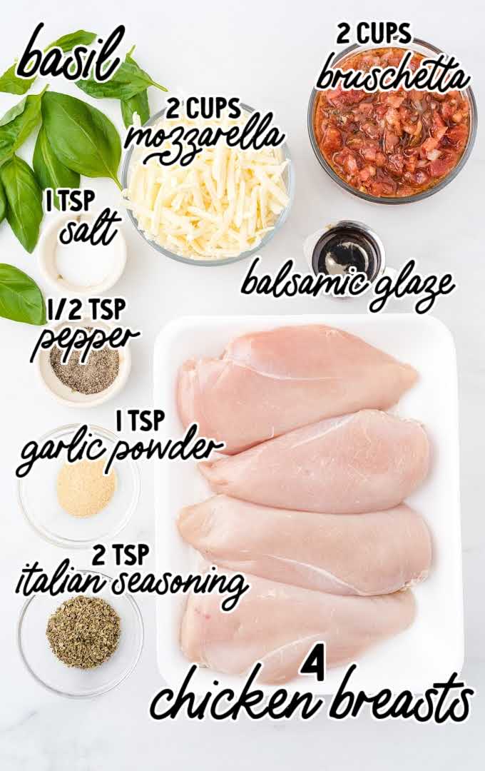 baked bruschetta chicken raw ingredients that are labeled
