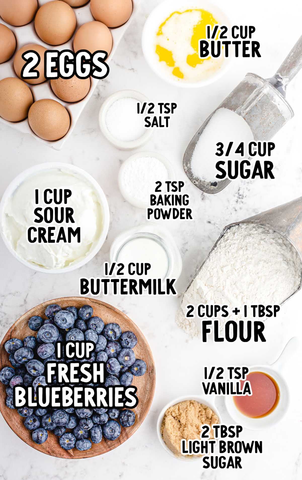 blueberry muffins with sour cream raw ingredients that are labeled